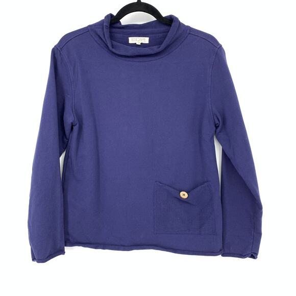 Escape By Habitat Clothes Pullover Sweatshirt Womens Size XS Blue Rolled Neck - Picture 1 of 6
